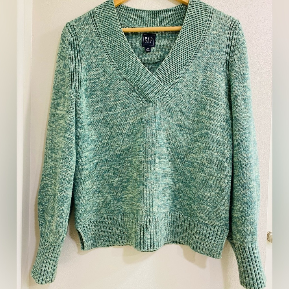 GAP Women's Teal V-Neck Sweater